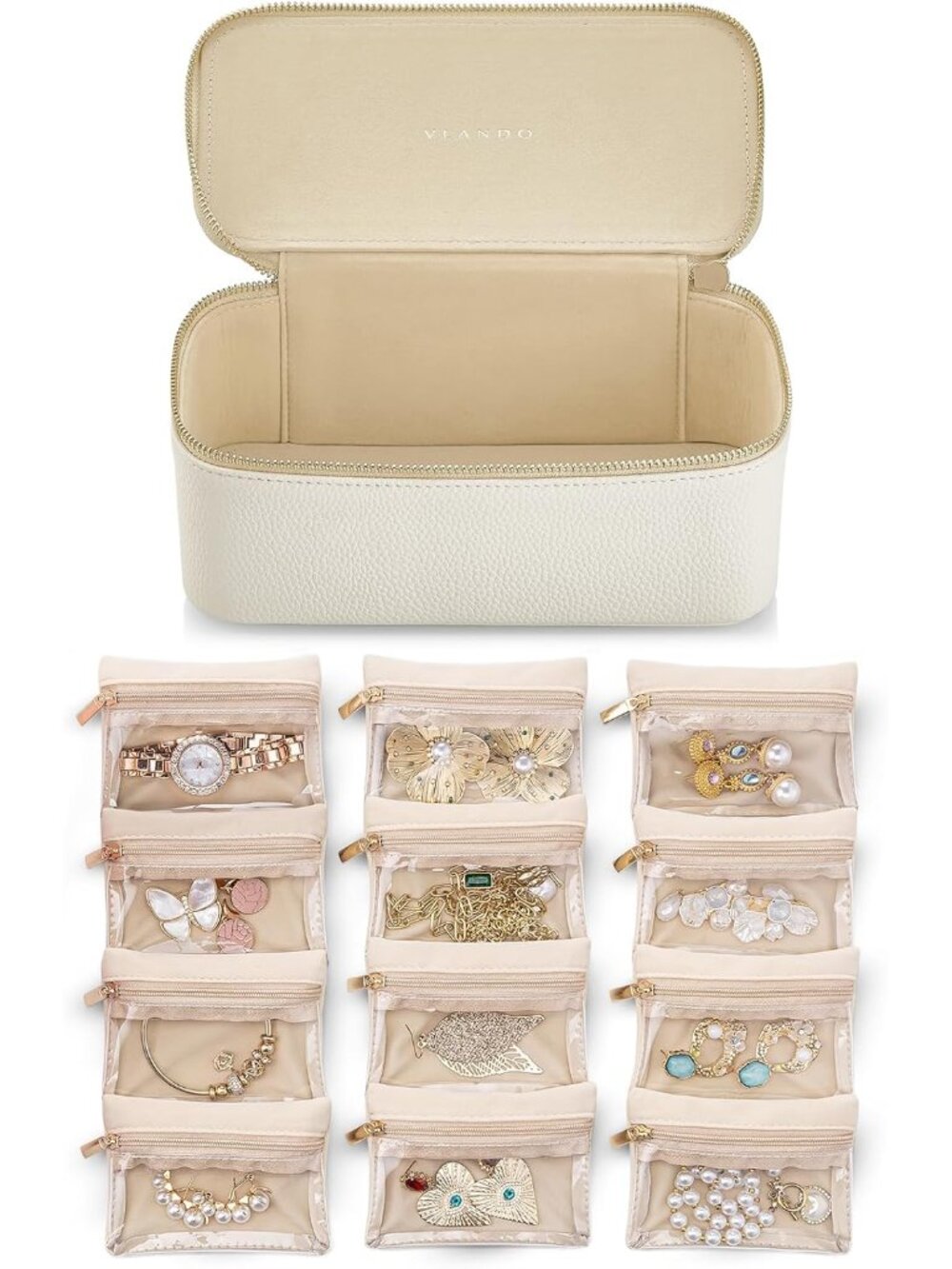 Travel Jewelry Case,Jewelry Box with 12 Velvet Jewelry Pouch Jewelry Travel Orga